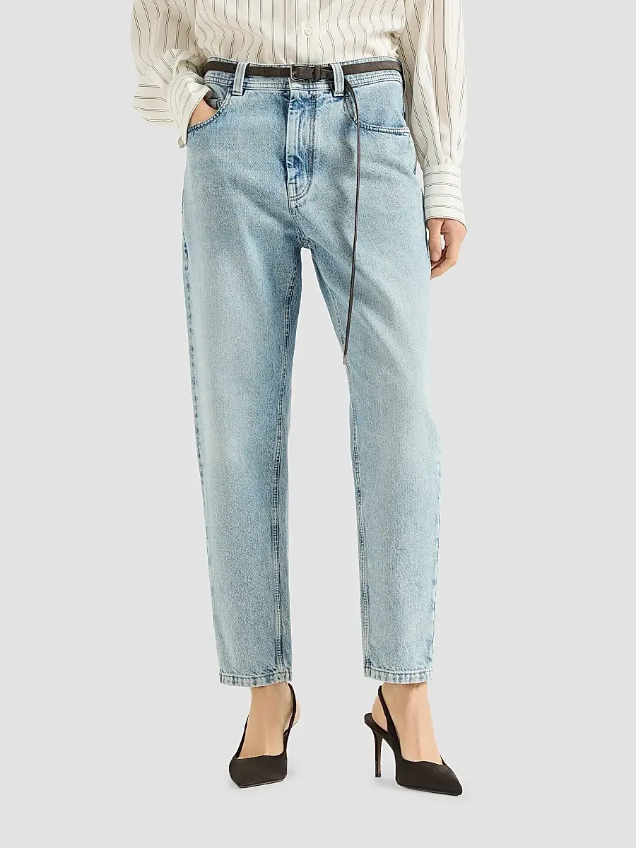 Brunello Cucinelli Women's Authentic Denim Baggy Tapered Trousers | Thumbnail 3 Brunello Cucinelli Women's Authentic Denim Baggy Tapered Trousers | Thumbnail 3