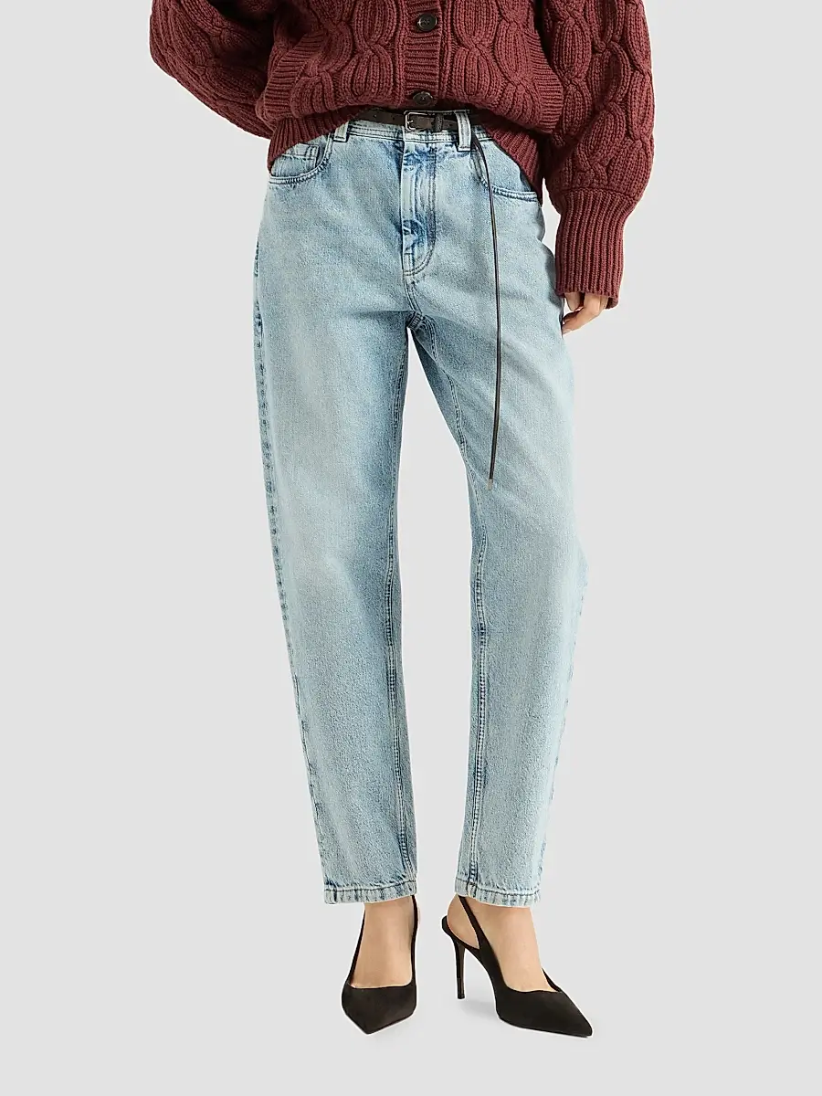 Brunello Cucinelli Women's Authentic Denim Baggy Tapered Trousers | Thumbnail 5 Brunello Cucinelli Women's Authentic Denim Baggy Tapered Trousers | Thumbnail 5