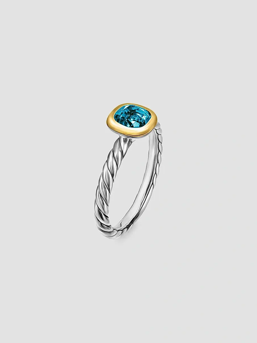 David Yurman Women's DY Mercer Color Cable Ring in Sterling Silver - Hampton Blue Topaz | Thumbnail 2 David Yurman Women's DY Mercer Color Cable Ring in Sterling Silver - Hampton Blue Topaz | Thumbnail 2