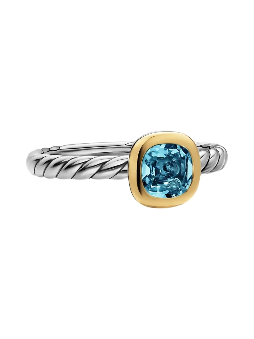 David Yurman Women's DY Mercer Color Cable Ring in Sterling Silver - Hampton Blue Topaz