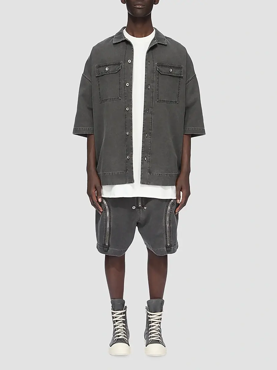 DRKSHDW by Rick Owens Men's Bauhaus Denim Track Shorts | Thumbnail 2