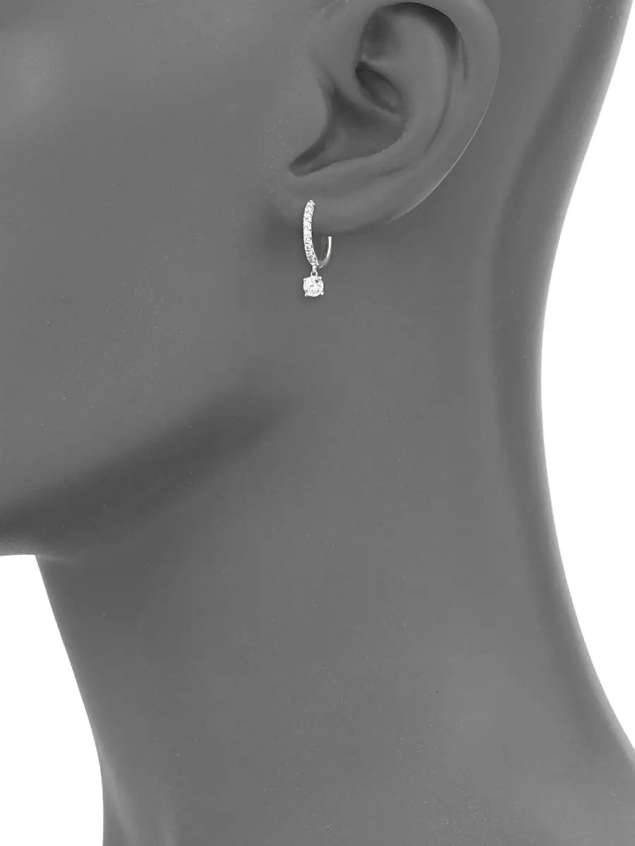 Anita Ko Women's 18K White Gold & Diamond Drop Single Huggie Hoop Earring | Thumbnail 2 Anita Ko Women's 18K White Gold & Diamond Drop Single Huggie Hoop Earring | Thumbnail 2