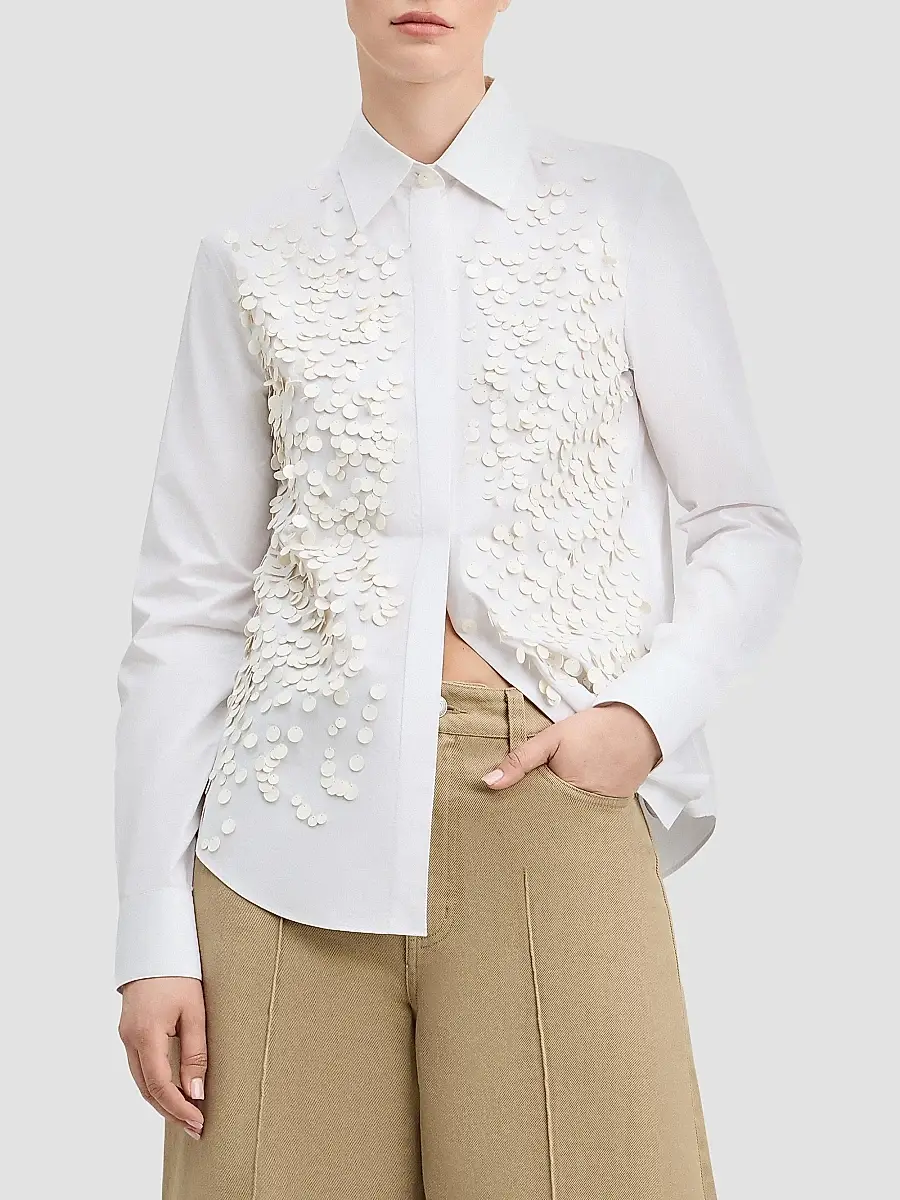 Derek Lam Women's Kehlani Sequin-Embellished Cotton Poplin Shirt | Thumbnail 4 Derek Lam Women's Kehlani Sequin-Embellished Cotton Poplin Shirt | Thumbnail 4