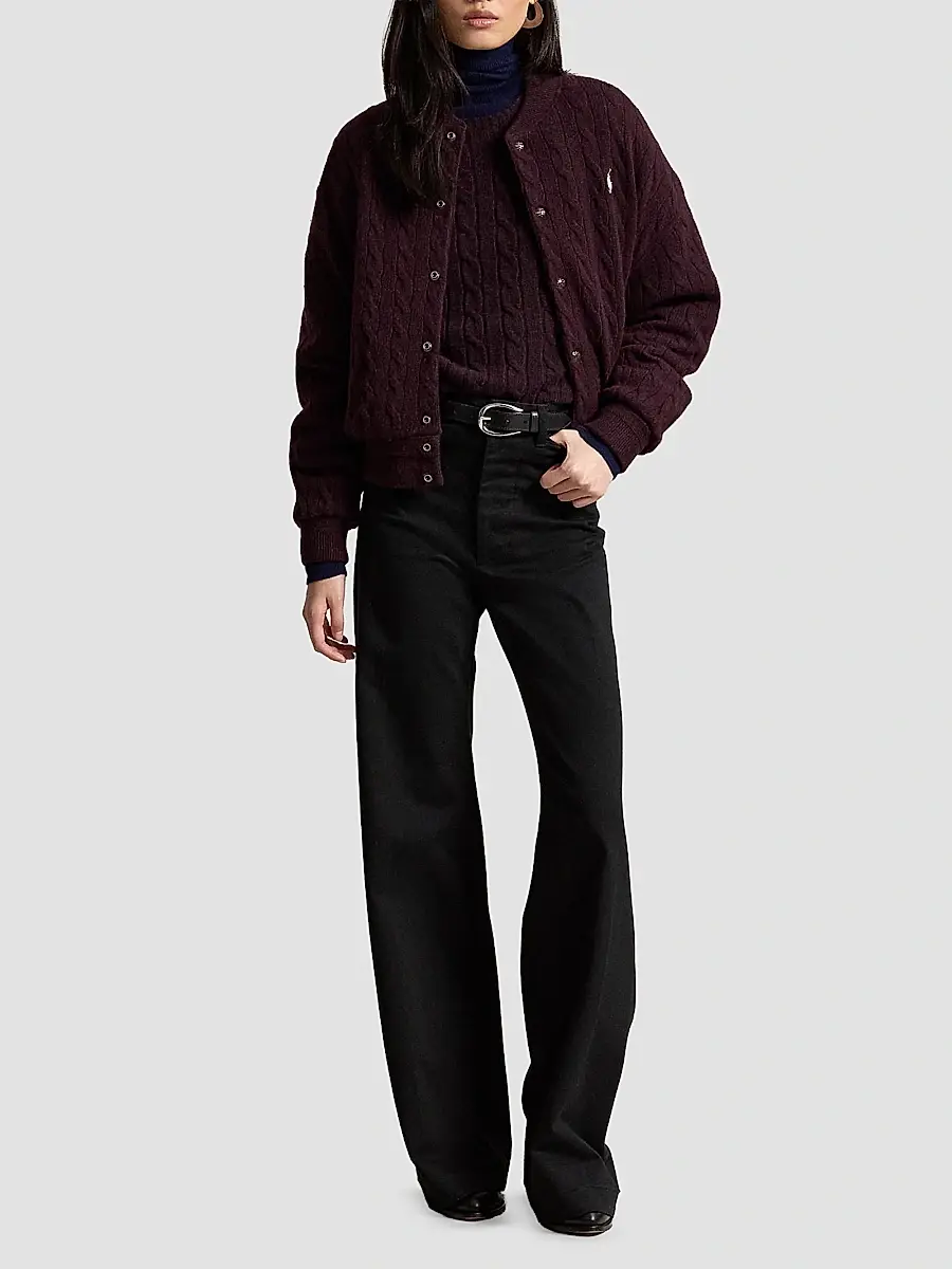 Polo Ralph Lauren Women's Cable-Knit Wool-Cashmere Jacket | Thumbnail 2 Polo Ralph Lauren Women's Cable-Knit Wool-Cashmere Jacket | Thumbnail 2