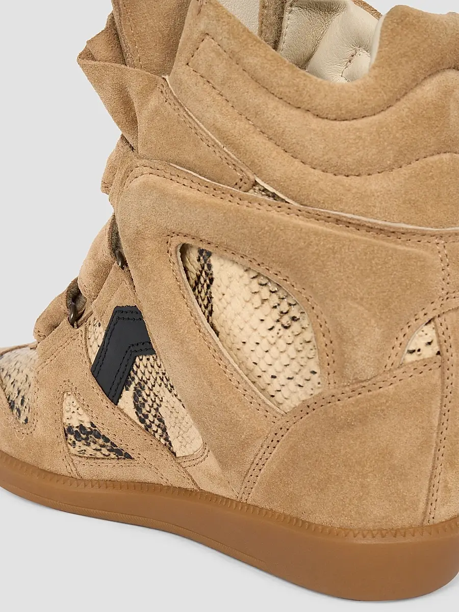 Isabel Marant Women's Bekett Ring 50MM Suede & Snake-Embossed Leather High-Top Sneakers | Thumbnail 3