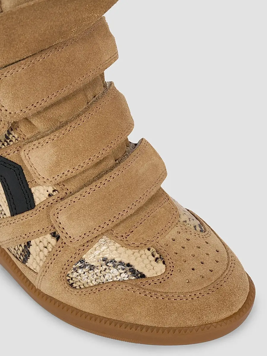 Isabel Marant Women's Bekett Ring 50MM Suede & Snake-Embossed Leather High-Top Sneakers | Thumbnail 4