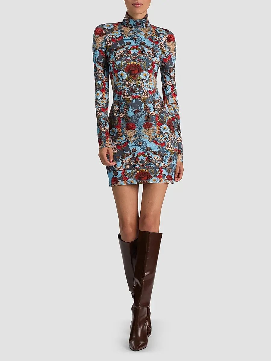 Alice + Olivia Women's Delora Printed Body-Con Mini Dress | Thumbnail 2 Alice + Olivia Women's Delora Printed Body-Con Mini Dress | Thumbnail 2
