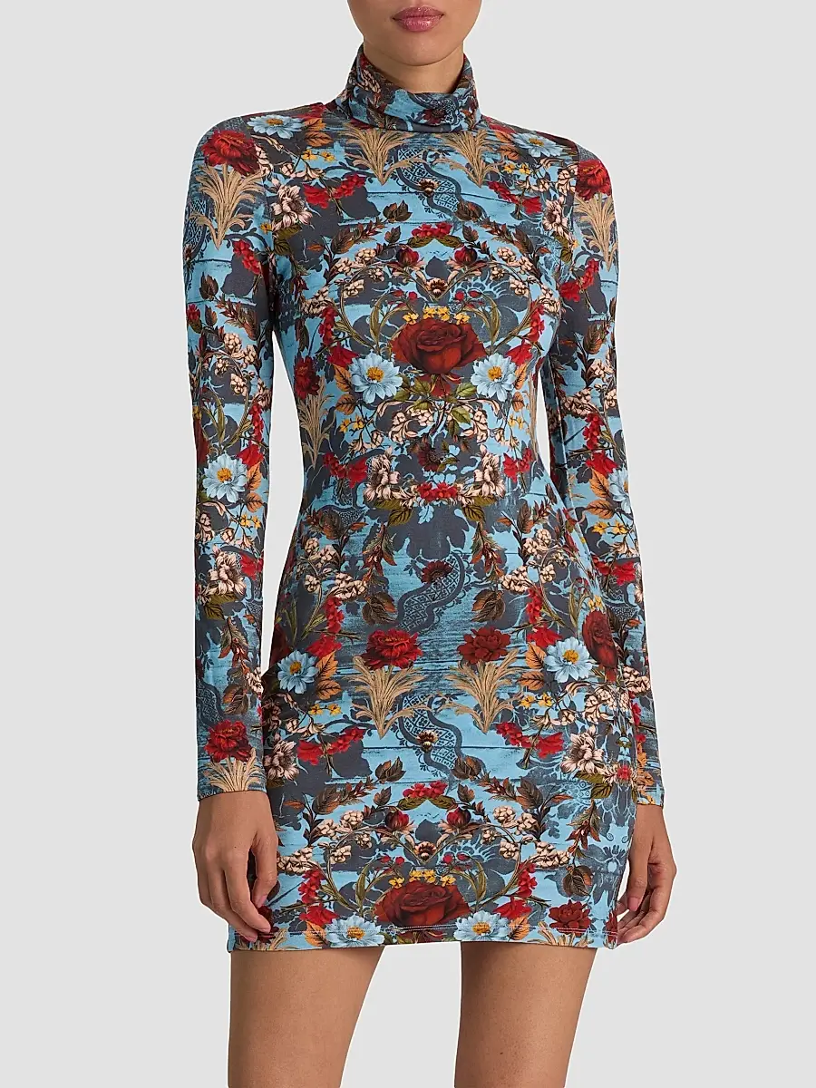 Alice + Olivia Women's Delora Printed Body-Con Mini Dress | Thumbnail 4 Alice + Olivia Women's Delora Printed Body-Con Mini Dress | Thumbnail 4