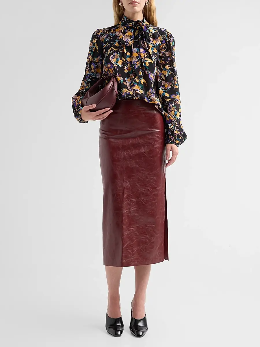 Alice + Olivia Women's Maeve Solid Side-Slit Midi Skirt | Thumbnail 2 Alice + Olivia Women's Maeve Solid Side-Slit Midi Skirt | Thumbnail 2