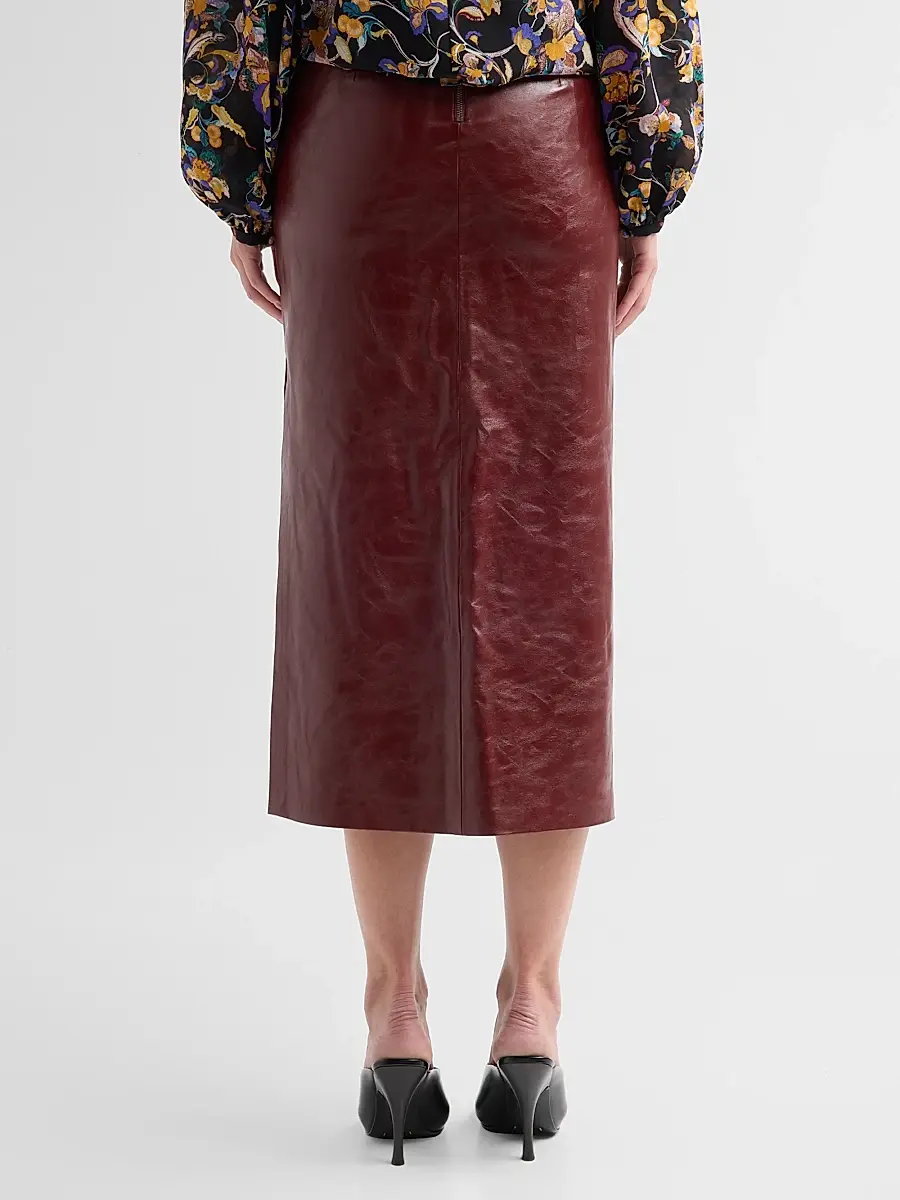 Alice + Olivia Women's Maeve Solid Side-Slit Midi Skirt | Thumbnail 3 Alice + Olivia Women's Maeve Solid Side-Slit Midi Skirt | Thumbnail 3