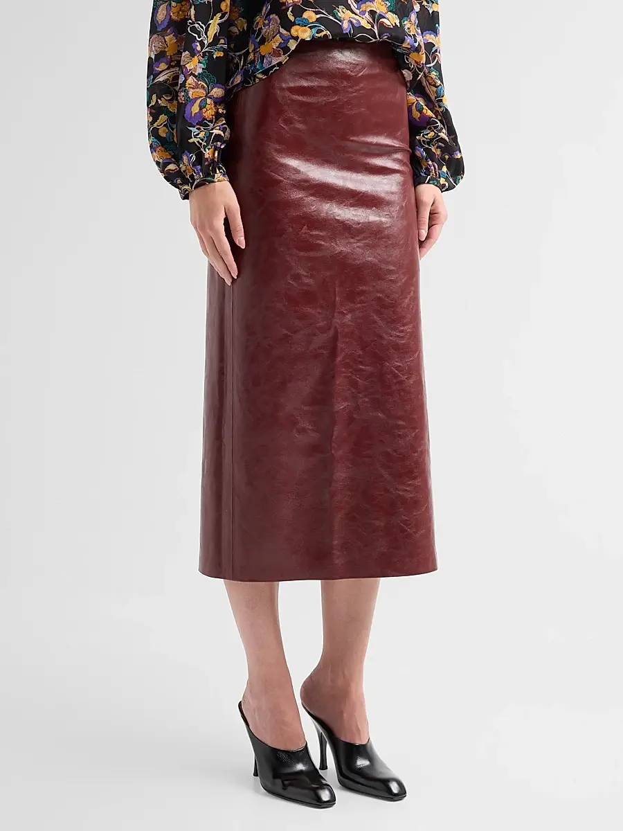 Alice + Olivia Women's Maeve Solid Side-Slit Midi Skirt | Thumbnail 4 Alice + Olivia Women's Maeve Solid Side-Slit Midi Skirt | Thumbnail 4