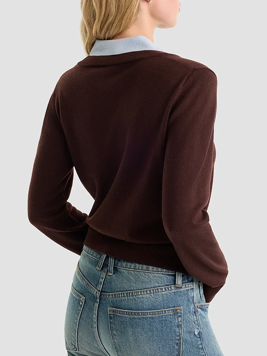 GOOD AMERICAN Women's Merino Wool Layered Polo Sweater | Thumbnail 3