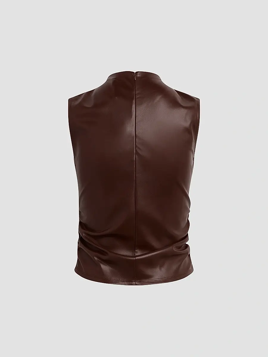 Hudson Jeans Women's Vegan Leather Ruched Top | Thumbnail 7 Hudson Jeans Women's Vegan Leather Ruched Top | Thumbnail 7