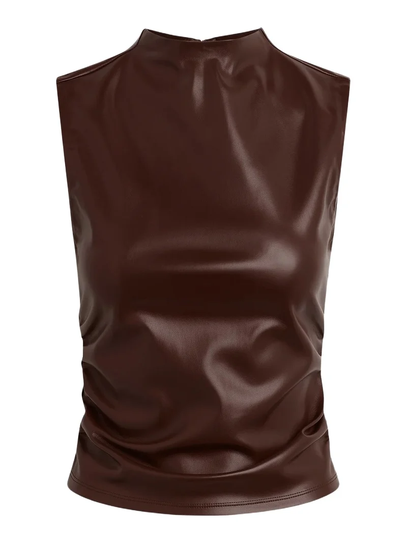 Hudson Jeans Women's Vegan Leather Ruched Top
