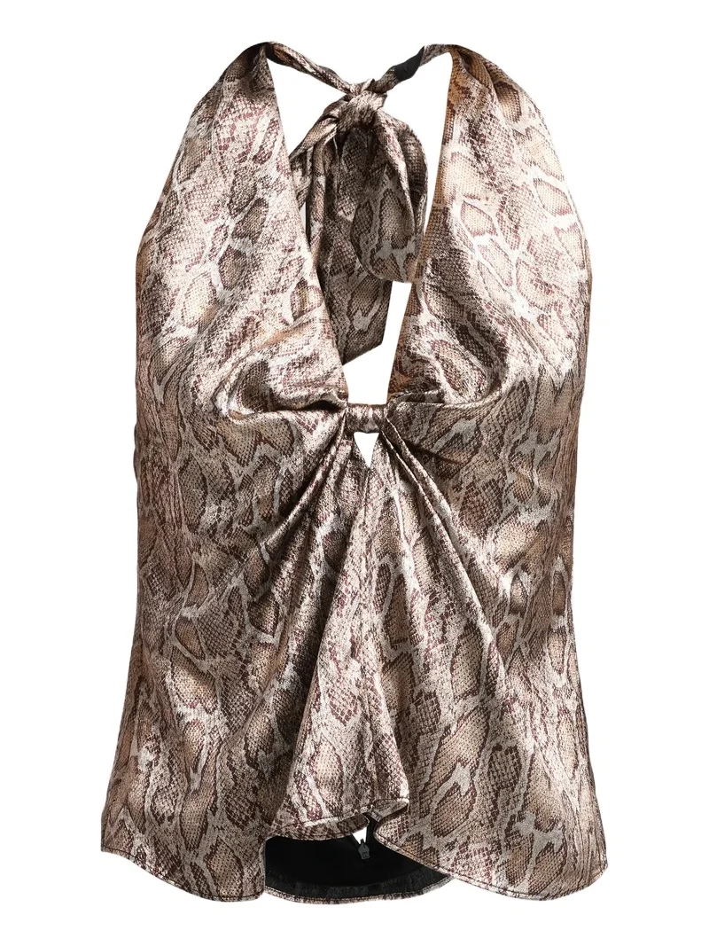 Ramy Brook Women's Ophelia Snake-Print Halterneck Top