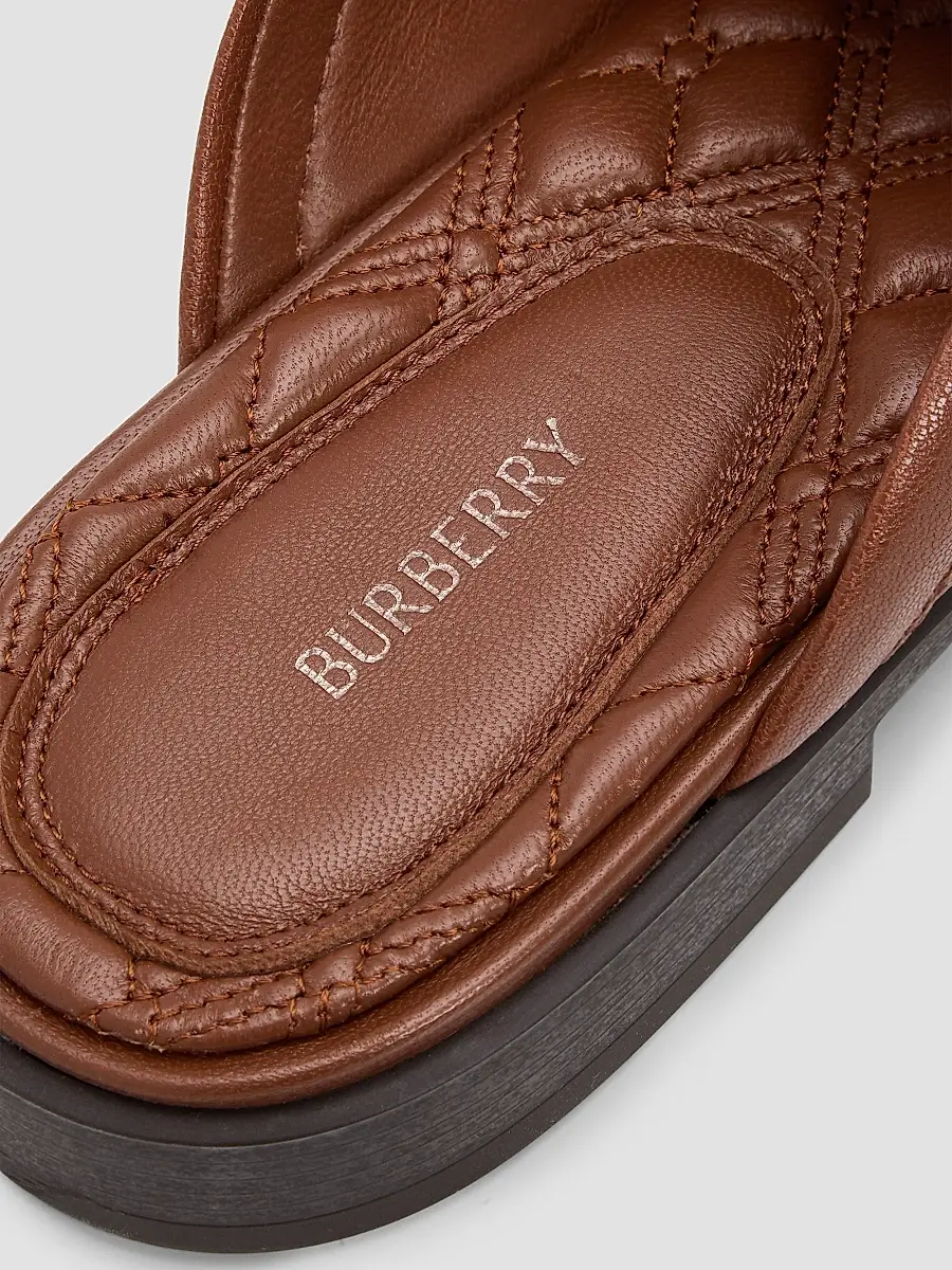 Burberry Women's Opal Leather Check Mules | Thumbnail 3