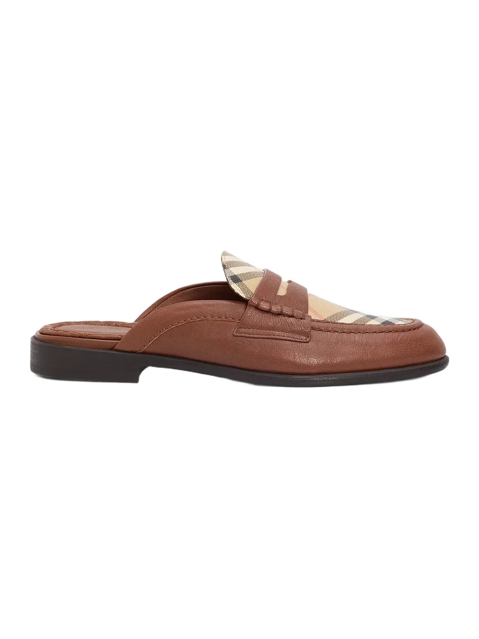 Burberry Women's Opal Leather Check Mules