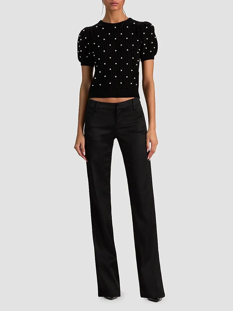Alice + Olivia Women's Chase Embellished Stretch-Wool Puff-Sleeve Sweater | Thumbnail 2 Alice + Olivia Women's Chase Embellished Stretch-Wool Puff-Sleeve Sweater | Thumbnail 2