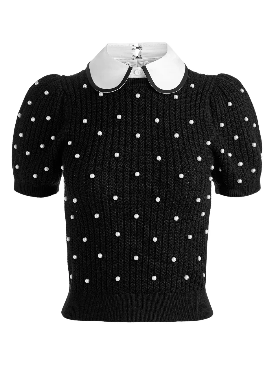 Women's Chase Embellished Stretch-Wool Puff-Sleeve Sweater Women's Chase Embellished Stretch-Wool Puff-Sleeve Sweater