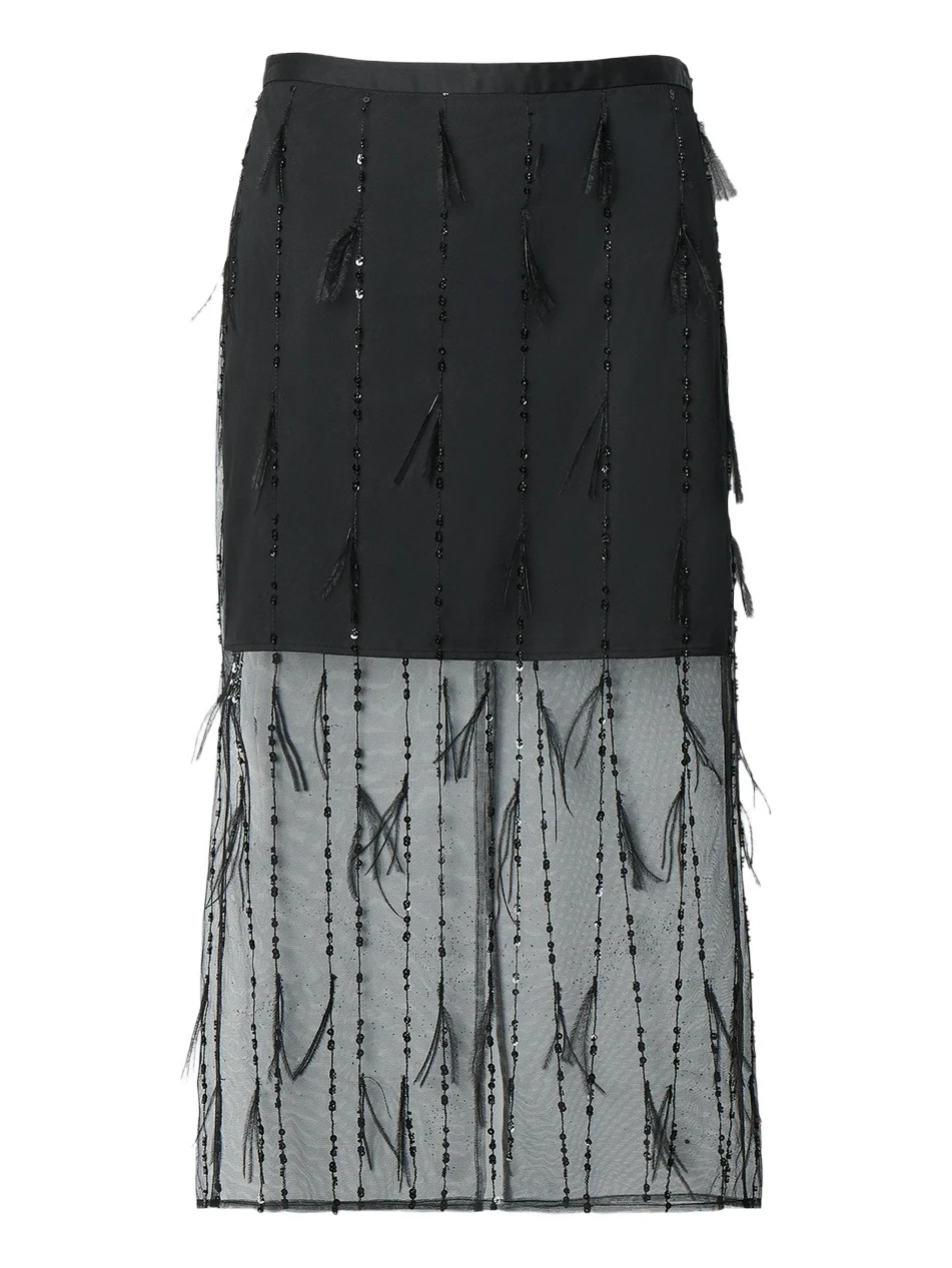 rag & bone Women's Geena Feathered Organza Skirt