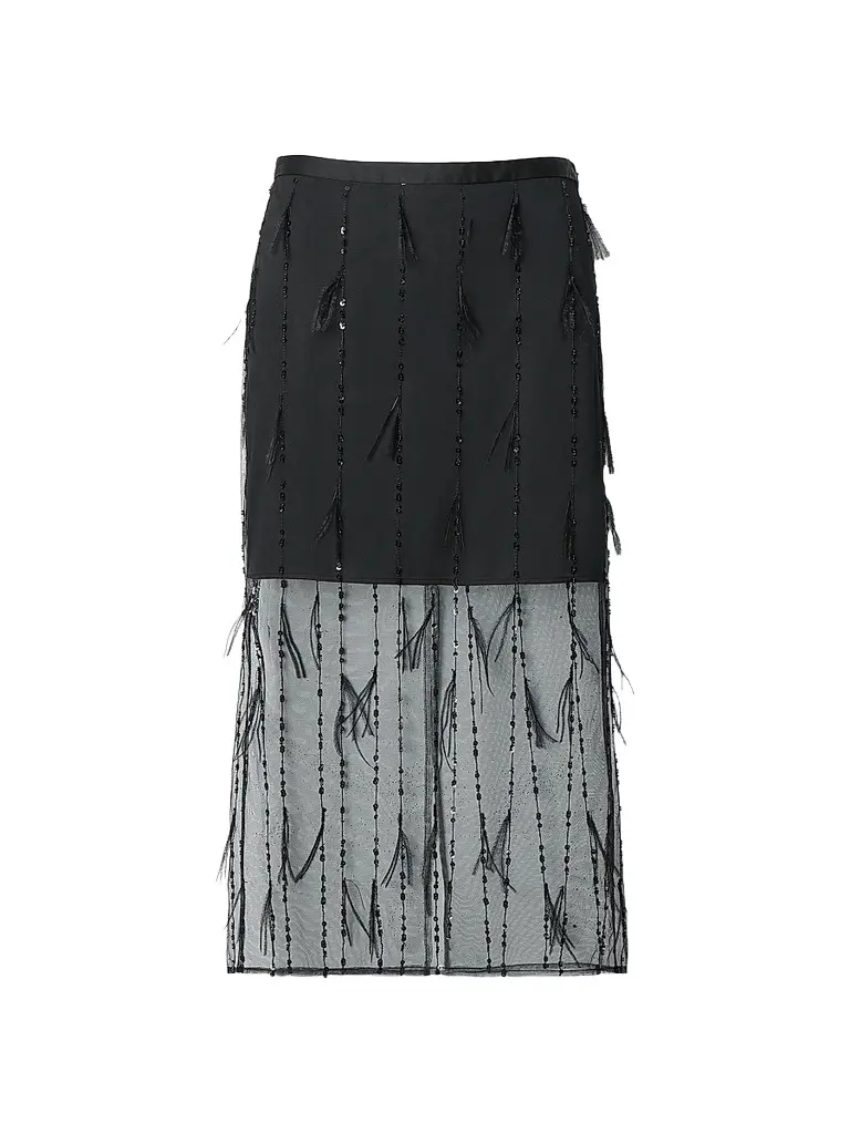 rag & bone Women's Geena Feathered Organza Skirt
