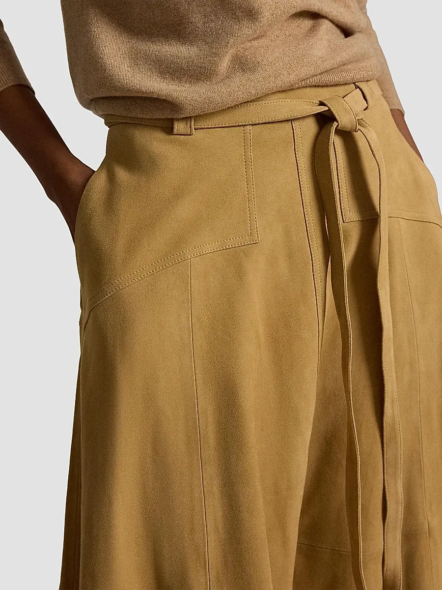 Polo Ralph Lauren Women's Belted Suede A-Line Midi-Skirt | Thumbnail 5