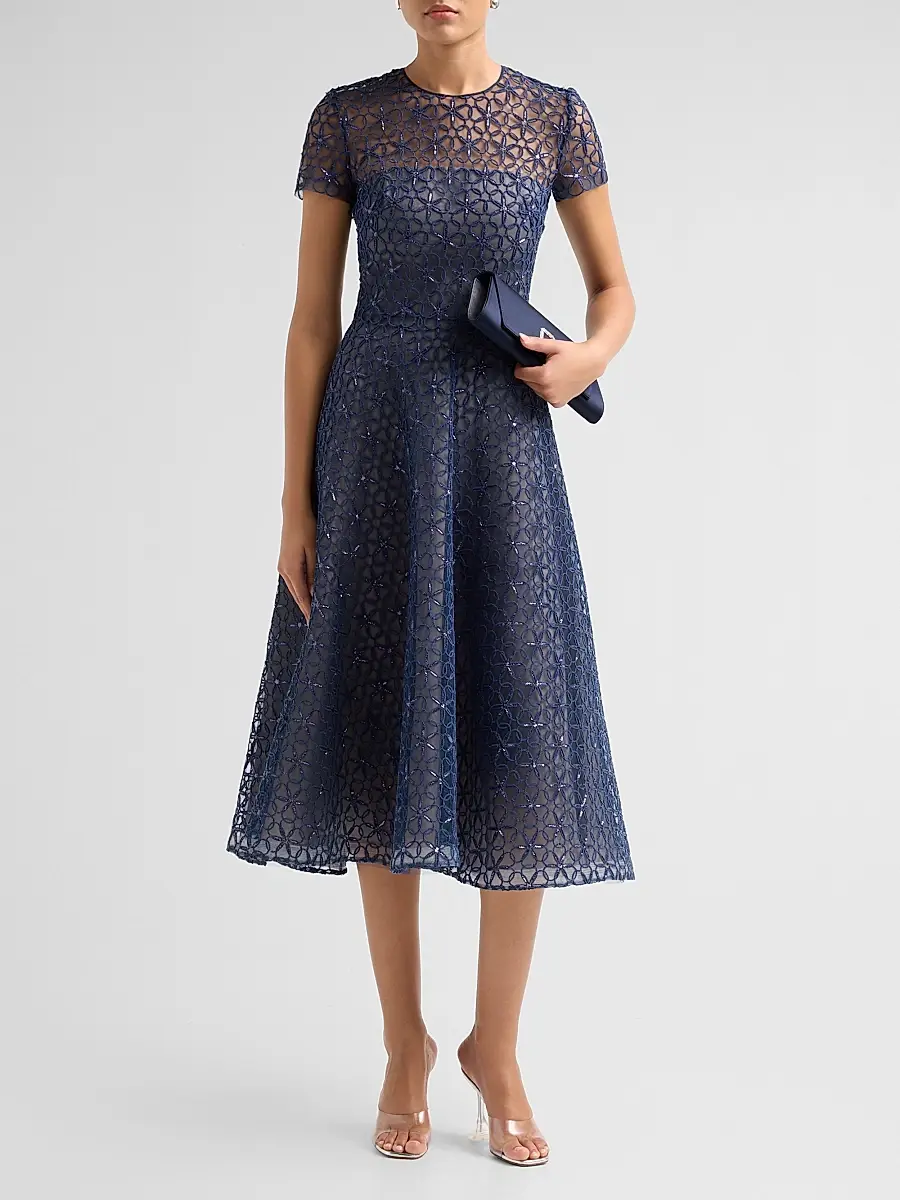 Naeem Khan Women's Floral Corded A-Line Cocktail Dress | Thumbnail 2