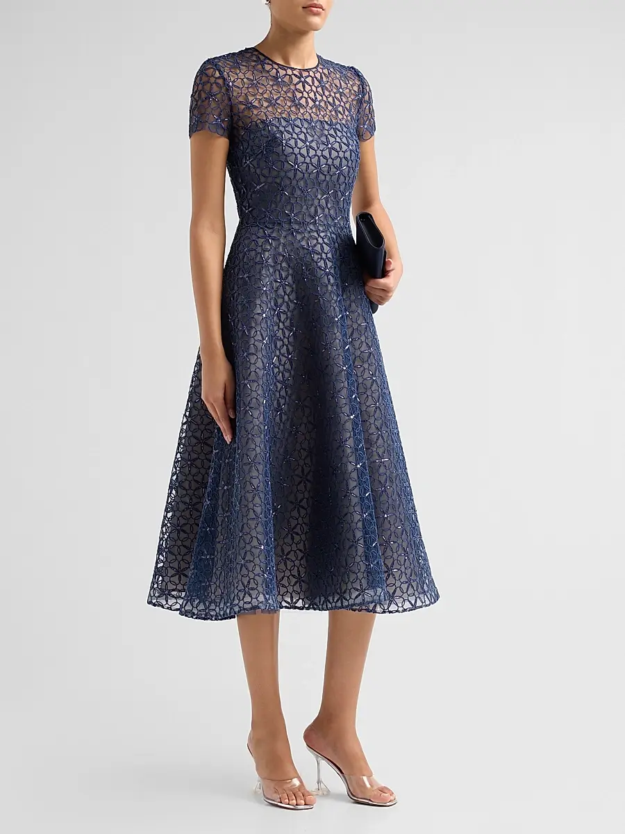 Naeem Khan Women's Floral Corded A-Line Cocktail Dress | Thumbnail 4