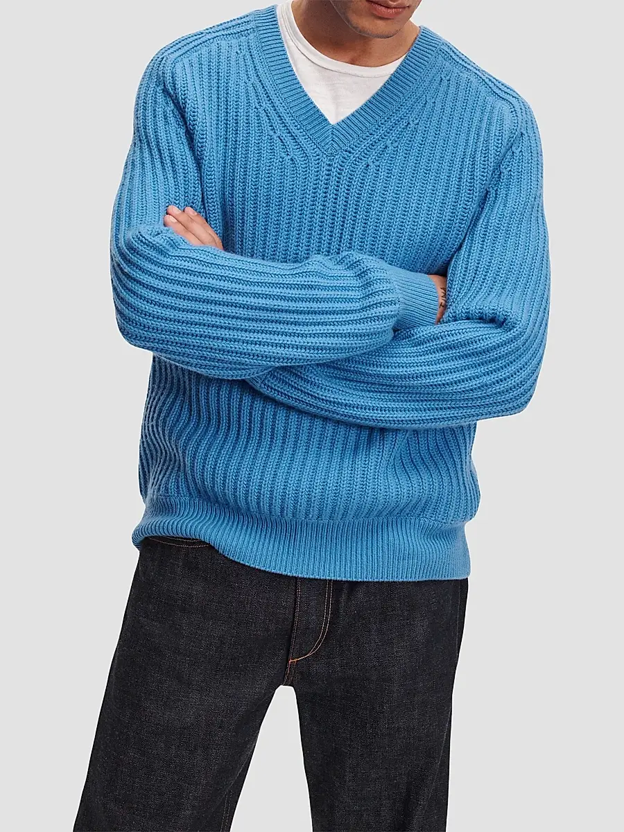 rag & bone Men's Theo Wool-Cashmere-Blend V-Neck Sweater | Thumbnail 6 rag & bone Men's Theo Wool-Cashmere-Blend V-Neck Sweater | Thumbnail 6