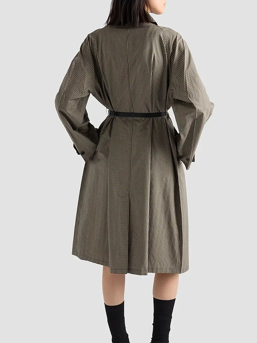 Prada Women's Checked Technical Fabric Trench Coat | Thumbnail 4 Prada Women's Checked Technical Fabric Trench Coat | Thumbnail 4