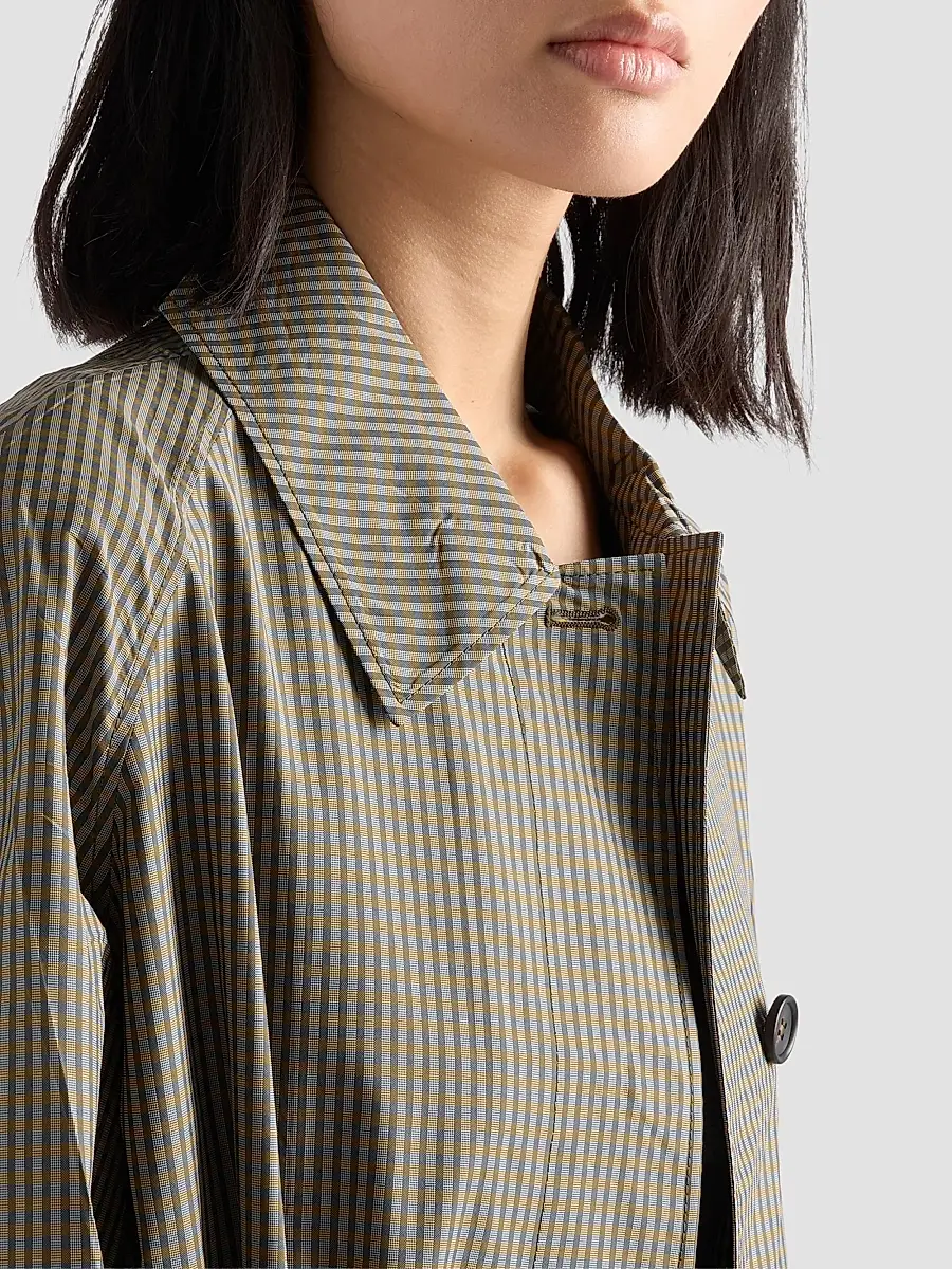 Prada Women's Checked Technical Fabric Trench Coat | Thumbnail 6 Prada Women's Checked Technical Fabric Trench Coat | Thumbnail 6