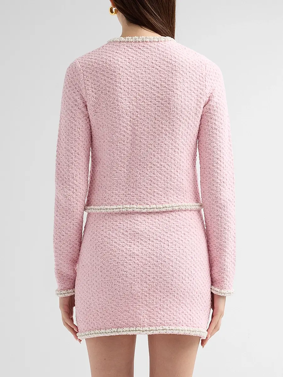 LoveShackFancy Women's Rosamonde Imitation Pearl-Trim Cardigan | Thumbnail 3