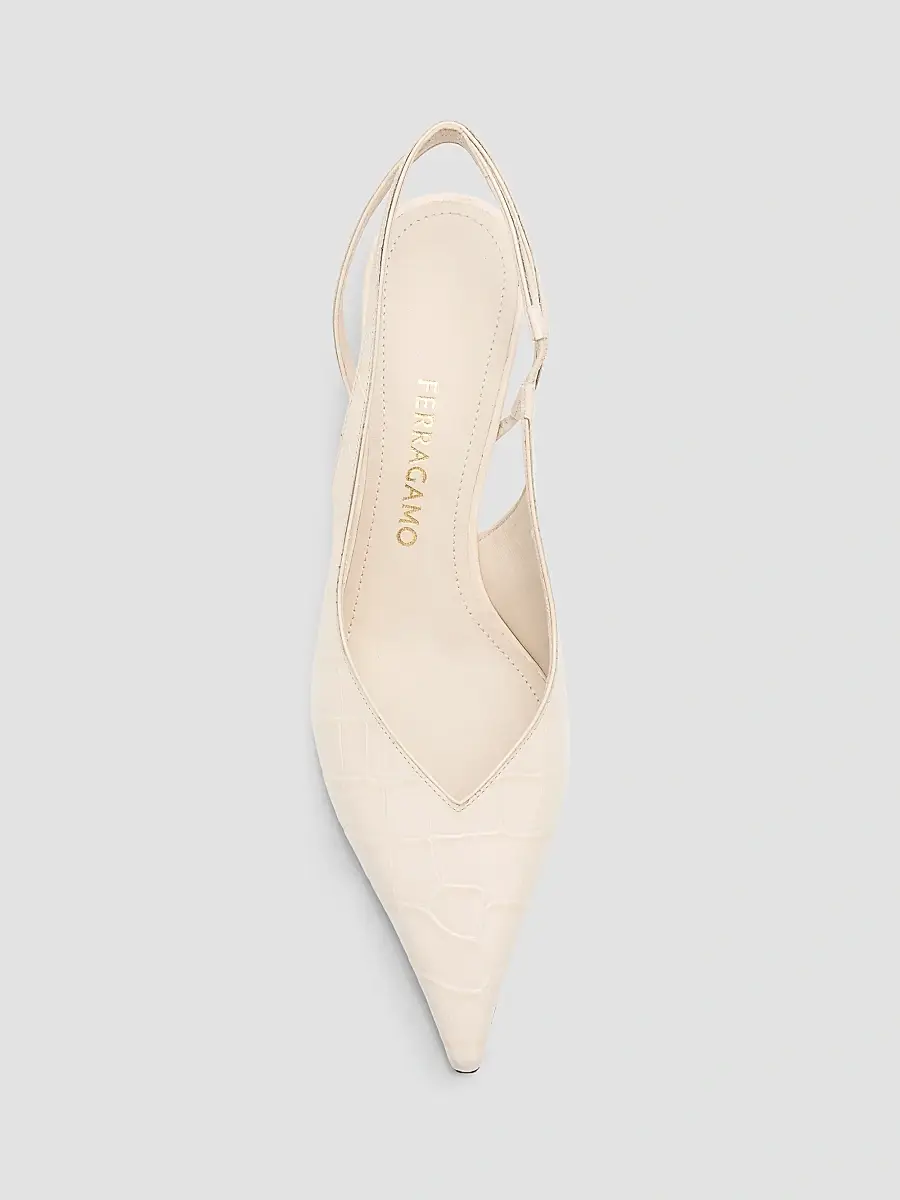 Ferragamo Women's Dafne 70MM Croc-Embossed Slingback Pumps | Thumbnail 5 Ferragamo Women's Dafne 70MM Croc-Embossed Slingback Pumps | Thumbnail 5