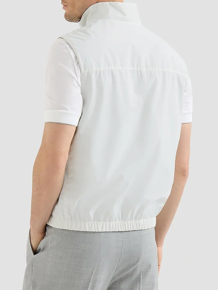 Brunello Cucinelli Men's Bonded Nylon Reversible Vest with Logo | Thumbnail 4