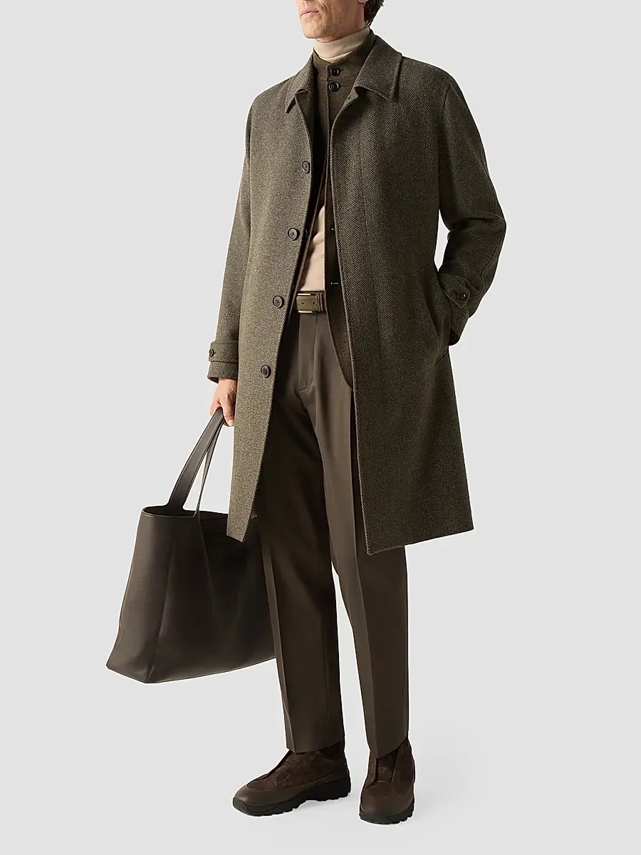 Zegna Men's Cotton and Wool Pants - Dark Olive Green | Thumbnail 2