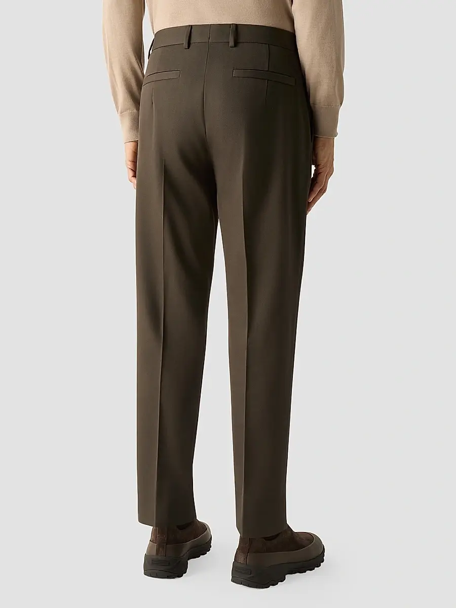 Zegna Men's Cotton and Wool Pants - Dark Olive Green | Thumbnail 5