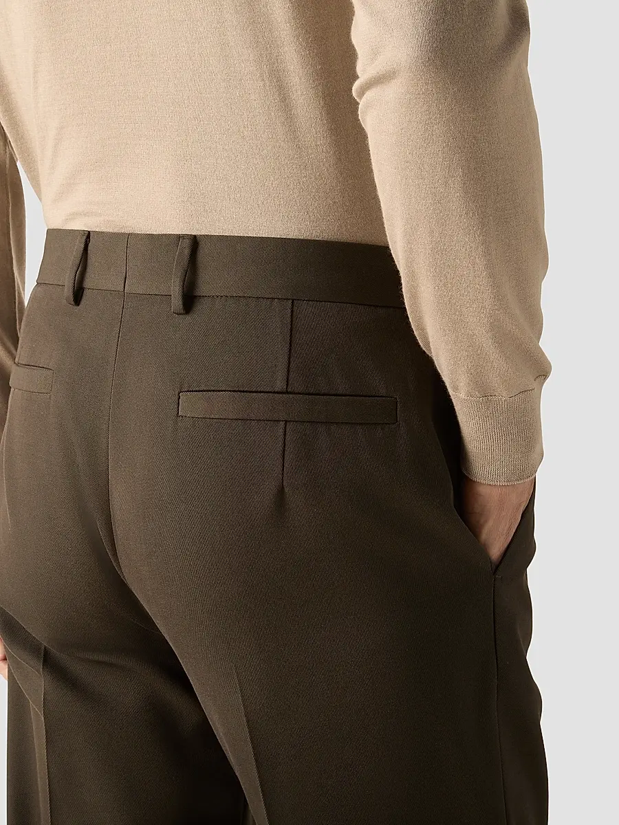 Zegna Men's Cotton and Wool Pants - Dark Olive Green | Thumbnail 6