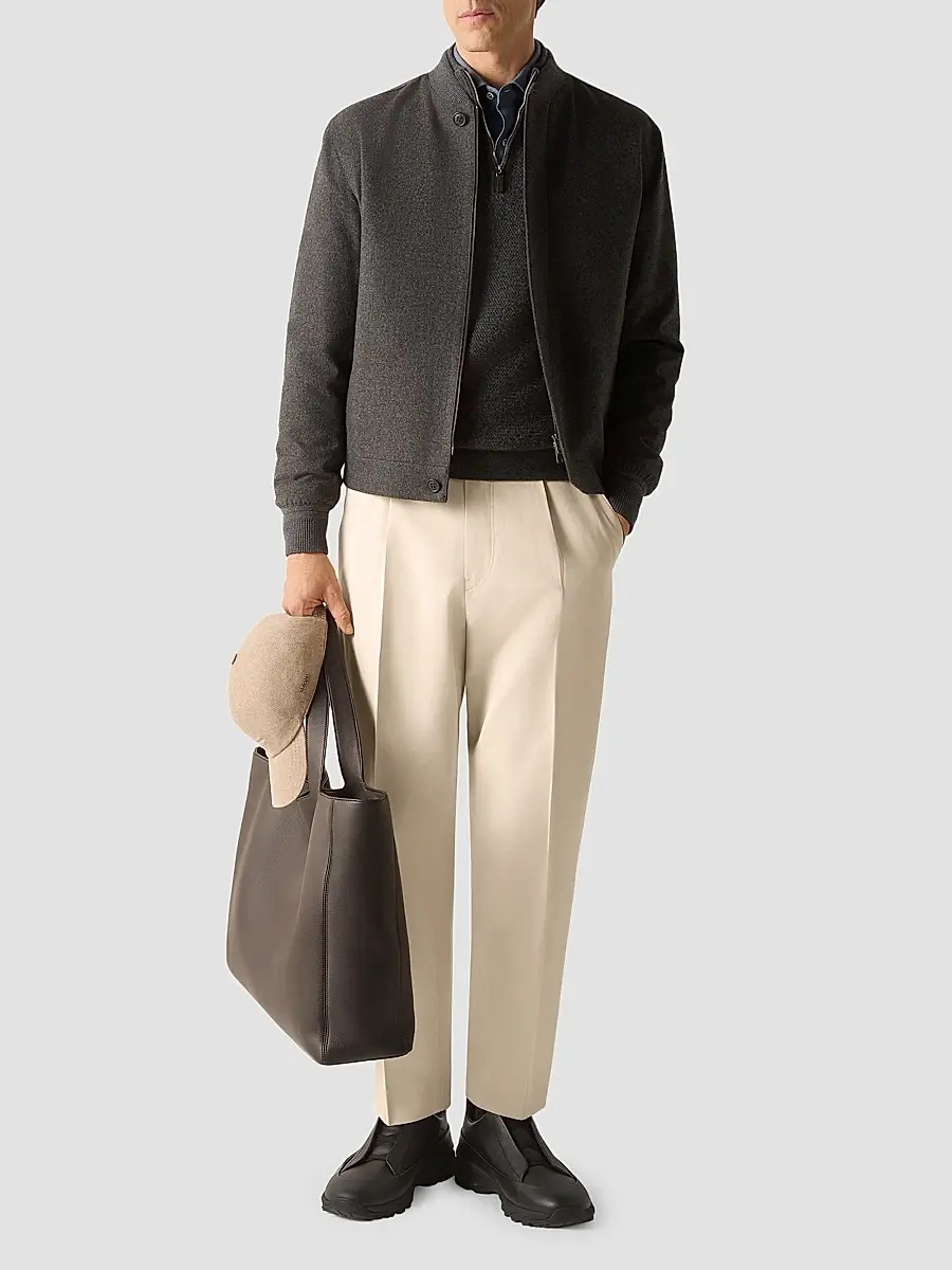 Zegna Men's Cotton and Wool Pants - Cream White | Thumbnail 2 Zegna Men's Cotton and Wool Pants - Cream White | Thumbnail 2