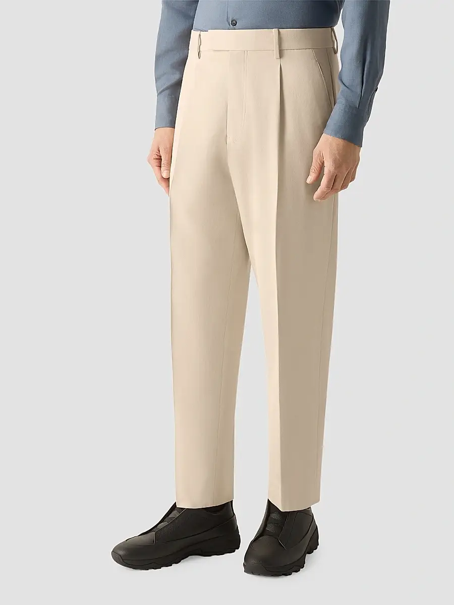 Zegna Men's Cotton and Wool Pants - Cream White | Thumbnail 3 Zegna Men's Cotton and Wool Pants - Cream White | Thumbnail 3