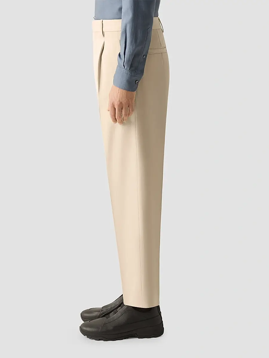 Zegna Men's Cotton and Wool Pants - Cream White | Thumbnail 4 Zegna Men's Cotton and Wool Pants - Cream White | Thumbnail 4