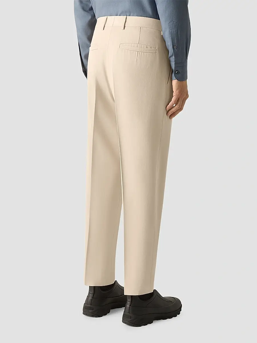 Zegna Men's Cotton and Wool Pants - Cream White | Thumbnail 5 Zegna Men's Cotton and Wool Pants - Cream White | Thumbnail 5