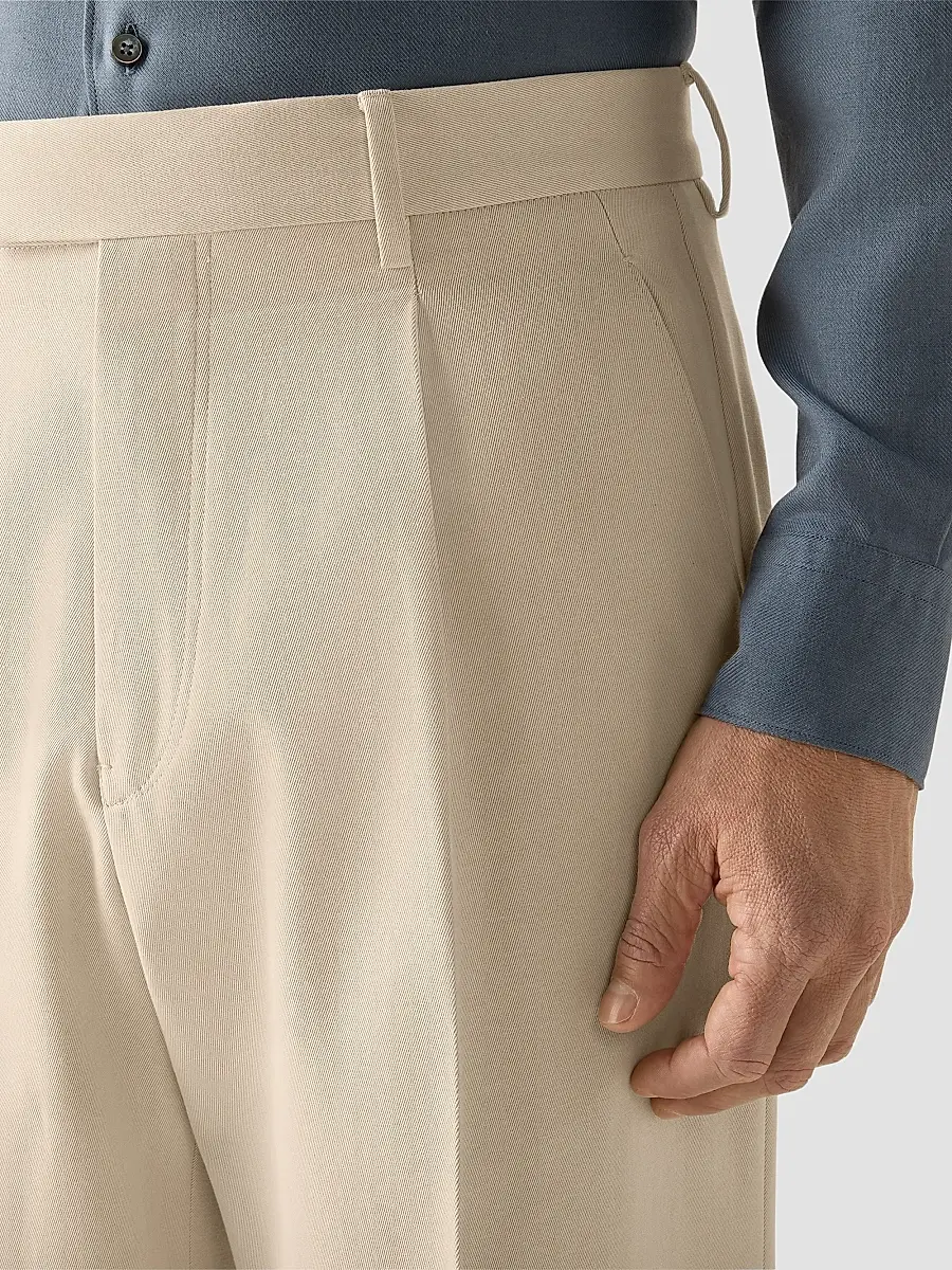 Zegna Men's Cotton and Wool Pants - Cream White | Thumbnail 6 Zegna Men's Cotton and Wool Pants - Cream White | Thumbnail 6
