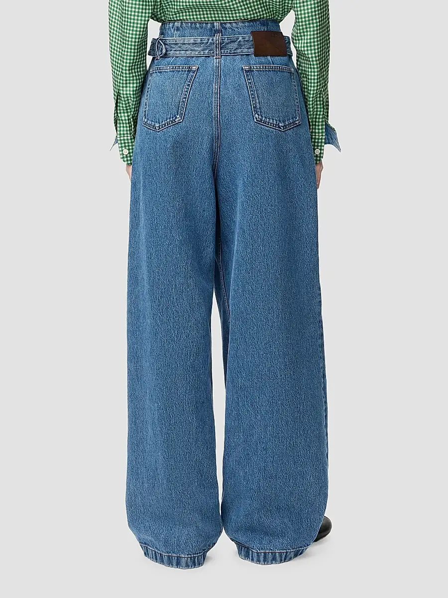Loewe Women's Draped Washed-Cotton Belted Jeans | Thumbnail 3 Loewe Women's Draped Washed-Cotton Belted Jeans | Thumbnail 3