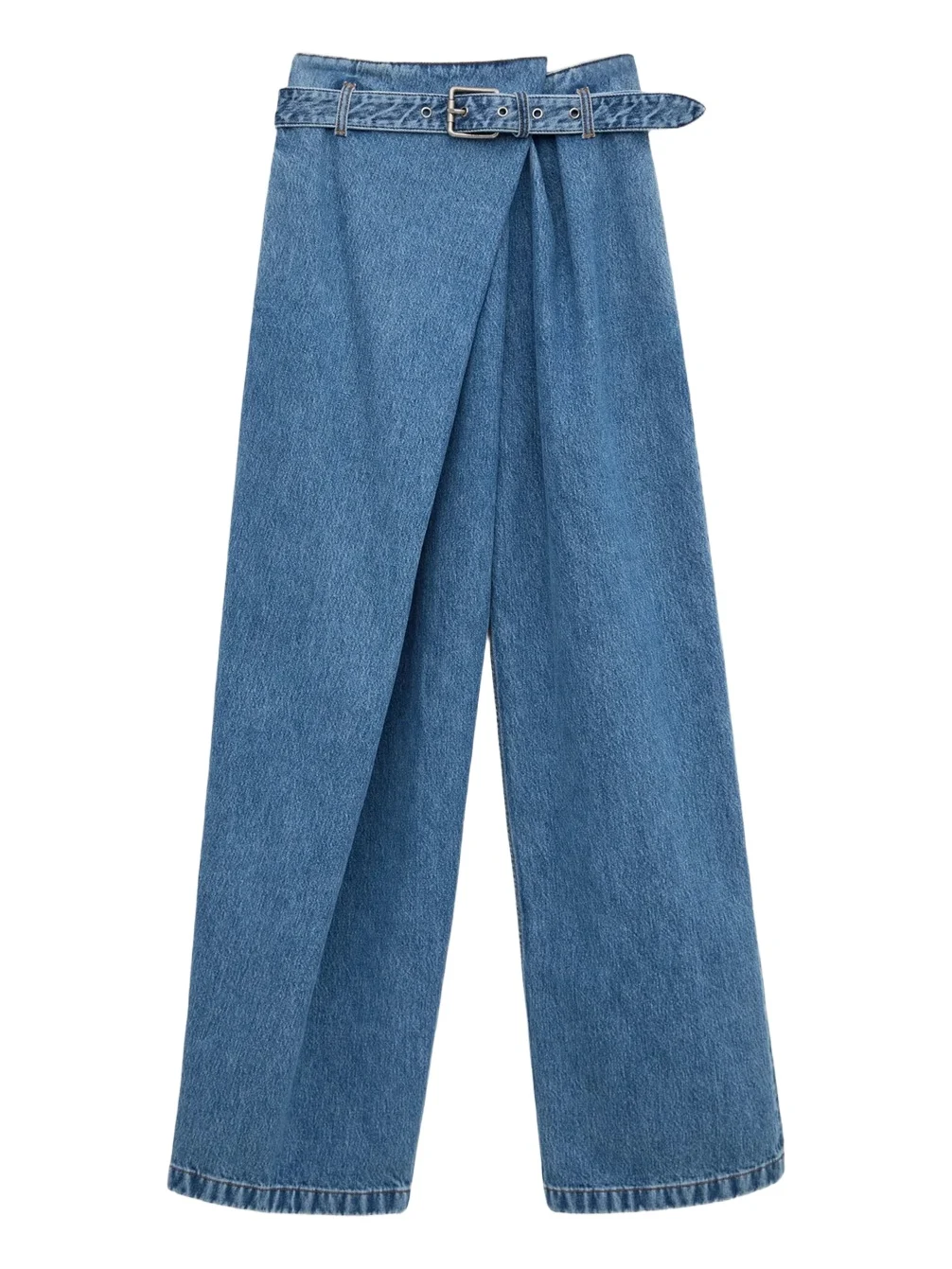 Loewe Women's Draped Washed-Cotton Belted Jeans