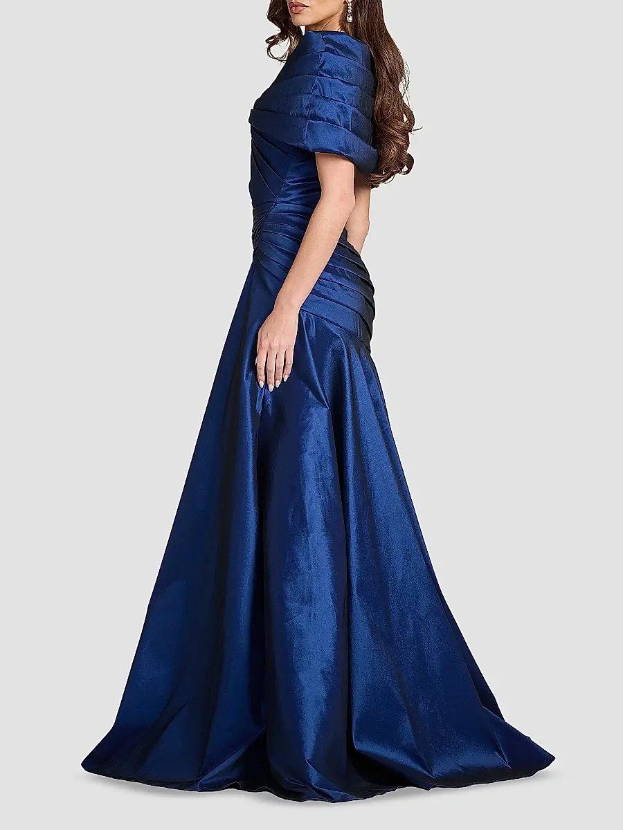 Tadashi Shoji Women's Pleated Taffeta Portrait Gown | Thumbnail 3
