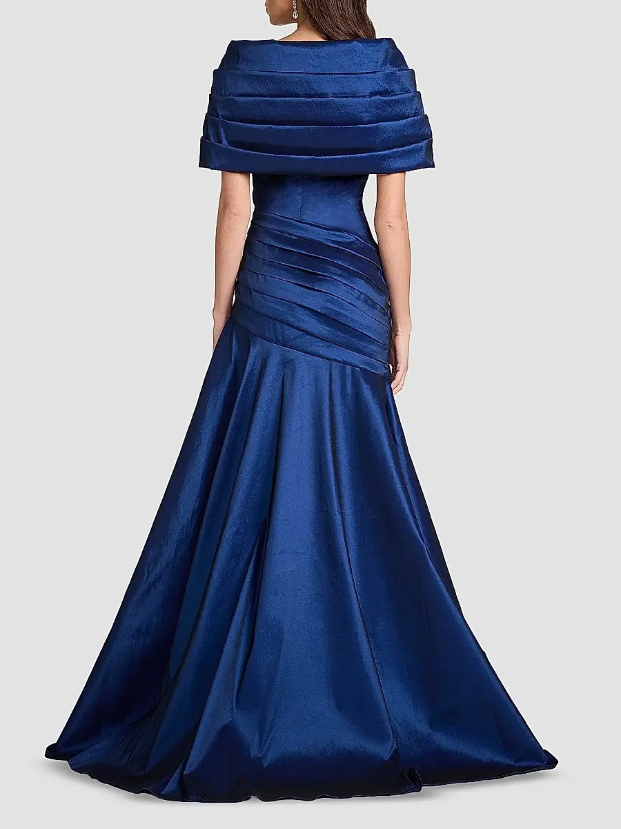 Tadashi Shoji Women's Pleated Taffeta Portrait Gown | Thumbnail 4