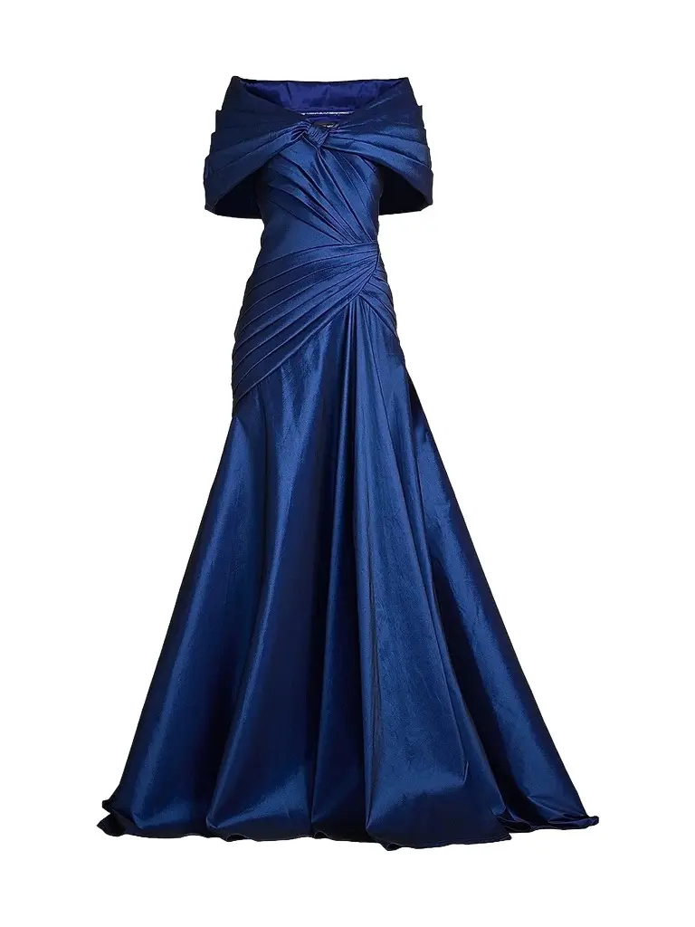Tadashi Shoji Women's Pleated Taffeta Portrait Gown