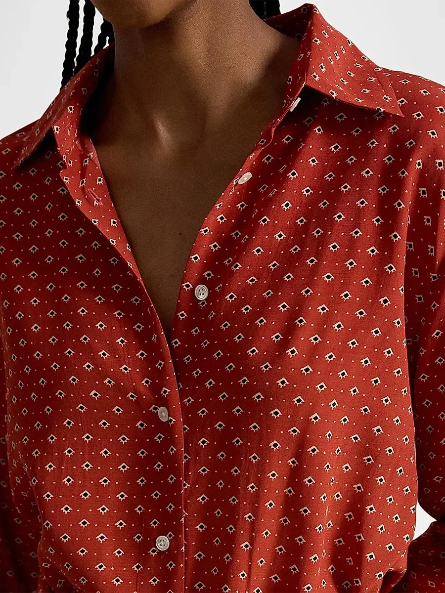 Polo Ralph Lauren Women's Geometric Floral Print Midi Shirtdress | Thumbnail 5