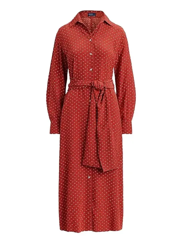 Women's Geometric Floral Print Midi Shirtdress Women's Geometric Floral Print Midi Shirtdress