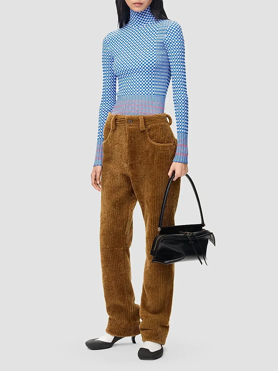 Loewe Women's Checkerboard Rib-Knit Turtleneck Top | Thumbnail 2